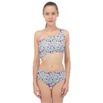 Background Pattern Leaves Pink Flowers Spring Yellow Leaves Spliced Up Two Piece Swimsuit