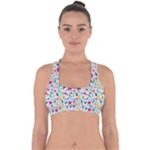 Background Pattern Leaves Pink Flowers Spring Yellow Leaves Cross Back Hipster Bikini Top 