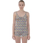 Floral Flowers Leaves Tropical Pattern Tie Front Two Piece Tankini
