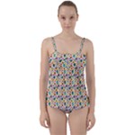 Floral Flowers Leaves Tropical Pattern Twist Front Tankini Set