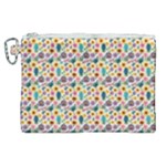 Floral Flowers Leaves Tropical Pattern Canvas Cosmetic Bag (XL)