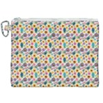 Floral Flowers Leaves Tropical Pattern Canvas Cosmetic Bag (XXL)