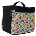 Floral Flowers Leaves Tropical Pattern Make Up Travel Bag (Small)