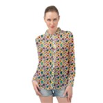 Floral Flowers Leaves Tropical Pattern Long Sleeve Chiffon Shirt