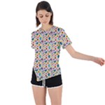 Floral Flowers Leaves Tropical Pattern Asymmetrical Short Sleeve Sports T-Shirt