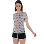 Floral Flowers Leaves Tropical Pattern Back Circle Cutout Sports T-Shirt