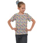 Floral Flowers Leaves Tropical Pattern Kids  Mesh Piece T-Shirt