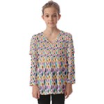 Floral Flowers Leaves Tropical Pattern Kids  V Neck Casual Top