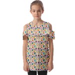 Floral Flowers Leaves Tropical Pattern Fold Over Open Sleeve Top