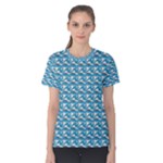 Blue Wave Sea Ocean Pattern Background Beach Nature Water Women s Cotton T-Shirt