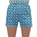 Blue Wave Sea Ocean Pattern Background Beach Nature Water Sleepwear Shorts