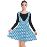 Blue Wave Sea Ocean Pattern Background Beach Nature Water Plunge Pinafore Dress