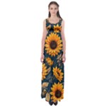 Flowers Pattern Spring Bloom Blossom Rose Nature Flora Floral Plant Empire Waist Maxi Dress