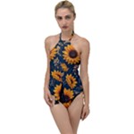 Flowers Pattern Spring Bloom Blossom Rose Nature Flora Floral Plant Go with the Flow One Piece Swimsuit