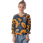 Flowers Pattern Spring Bloom Blossom Rose Nature Flora Floral Plant Kids  Cuff Sleeve Top
