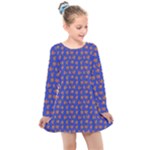 Cute sketchy monsters motif pattern Kids  Long Sleeve Dress