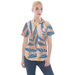 Summer Pattern Tropical Design Nature Green Plant Women s Short Sleeve Pocket Shirt