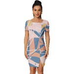 Summer Pattern Tropical Design Nature Green Plant Fitted Knot Split End Bodycon Dress