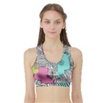Lines Line Art Pastel Abstract Multicoloured Surfaces Art Sports Bra with Border