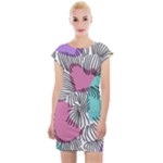 Lines Line Art Pastel Abstract Multicoloured Surfaces Art Cap Sleeve Bodycon Dress