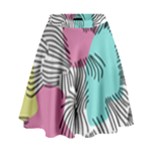 Lines Line Art Pastel Abstract Multicoloured Surfaces Art High Waist Skirt