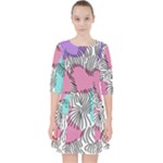 Lines Line Art Pastel Abstract Multicoloured Surfaces Art Quarter Sleeve Pocket Dress