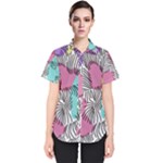 Lines Line Art Pastel Abstract Multicoloured Surfaces Art Women s Short Sleeve Shirt