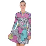 Lines Line Art Pastel Abstract Multicoloured Surfaces Art Long Sleeve Panel Dress