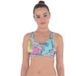 Lines Line Art Pastel Abstract Multicoloured Surfaces Art Cross String Back Sports Bra