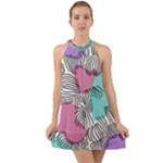 Lines Line Art Pastel Abstract Multicoloured Surfaces Art Halter Tie Back Chiffon Dress