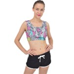 Lines Line Art Pastel Abstract Multicoloured Surfaces Art V-Back Sports Bra