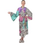 Lines Line Art Pastel Abstract Multicoloured Surfaces Art Maxi Velvet Kimono