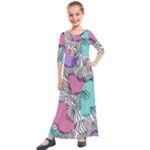 Lines Line Art Pastel Abstract Multicoloured Surfaces Art Kids  Quarter Sleeve Maxi Dress