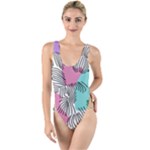 Lines Line Art Pastel Abstract Multicoloured Surfaces Art High Leg Strappy Swimsuit