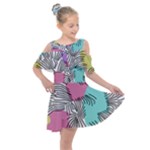Lines Line Art Pastel Abstract Multicoloured Surfaces Art Kids  Shoulder Cutout Chiffon Dress