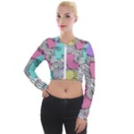 Lines Line Art Pastel Abstract Multicoloured Surfaces Art Long Sleeve Cropped Velvet Jacket