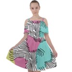 Lines Line Art Pastel Abstract Multicoloured Surfaces Art Cut Out Shoulders Chiffon Dress