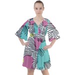 Lines Line Art Pastel Abstract Multicoloured Surfaces Art Boho Button Up Dress