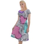 Lines Line Art Pastel Abstract Multicoloured Surfaces Art Classic Short Sleeve Dress