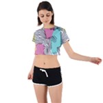 Lines Line Art Pastel Abstract Multicoloured Surfaces Art Tie Back Short Sleeve Crop T-Shirt