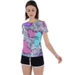 Lines Line Art Pastel Abstract Multicoloured Surfaces Art Back Circle Cutout Sports T-Shirt
