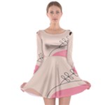 Pink Pattern Line Art Texture Minimalist Design Long Sleeve Skater Dress