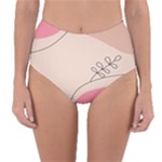Pink Pattern Line Art Texture Minimalist Design Reversible High-Waist Bikini Bottoms