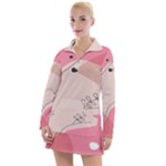 Pink Pattern Line Art Texture Minimalist Design Women s Long Sleeve Casual Dress