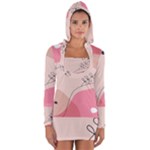 Pink Pattern Line Art Texture Minimalist Design Long Sleeve Hooded T-shirt