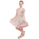 Pink Pattern Line Art Texture Minimalist Design Kids  Short Sleeve Dress