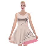 Pink Pattern Line Art Texture Minimalist Design Velvet Skater Dress