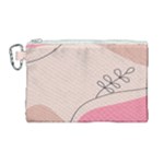 Pink Pattern Line Art Texture Minimalist Design Canvas Cosmetic Bag (Large)