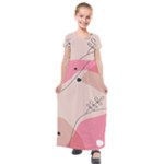 Pink Pattern Line Art Texture Minimalist Design Kids  Short Sleeve Maxi Dress