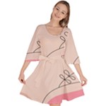 Pink Pattern Line Art Texture Minimalist Design Velour Kimono Dress